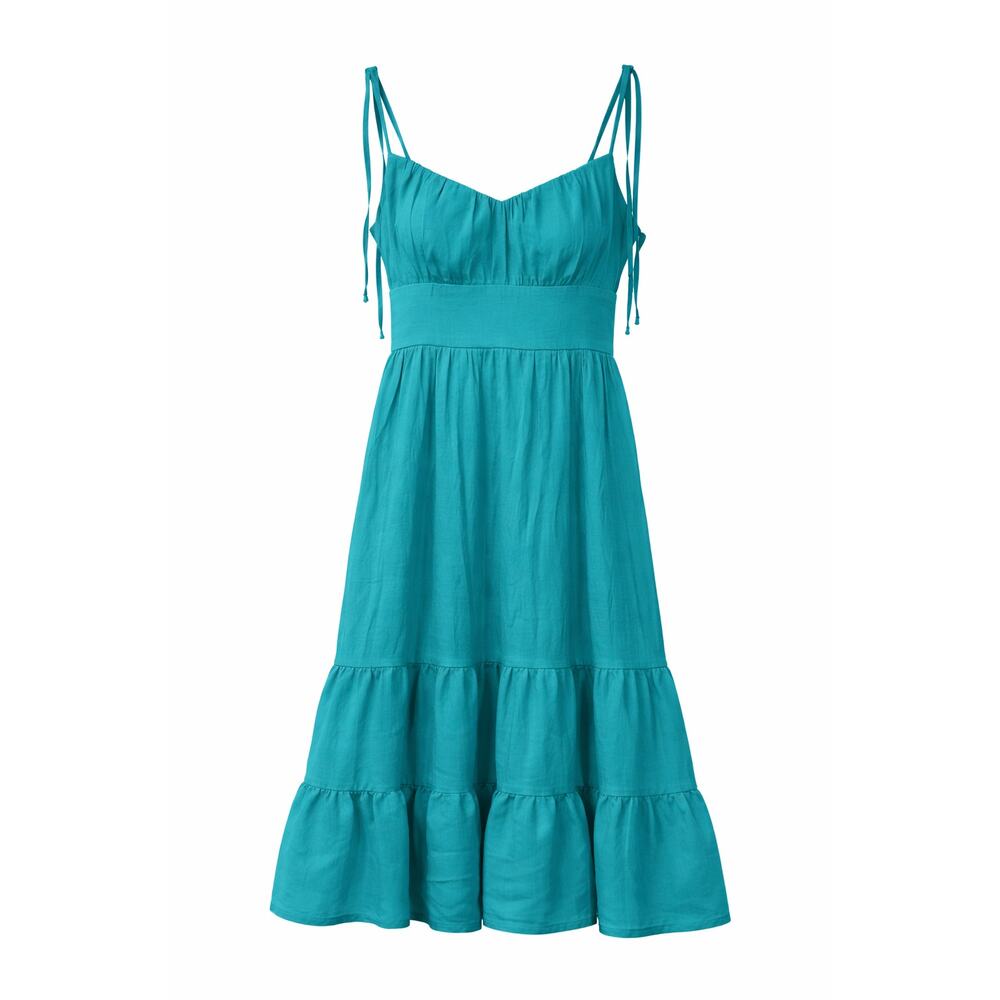 NWOT Y2K Aqua Tiered Babydoll Dress Size S Ruffles Coastal Cottagecore Coquette
